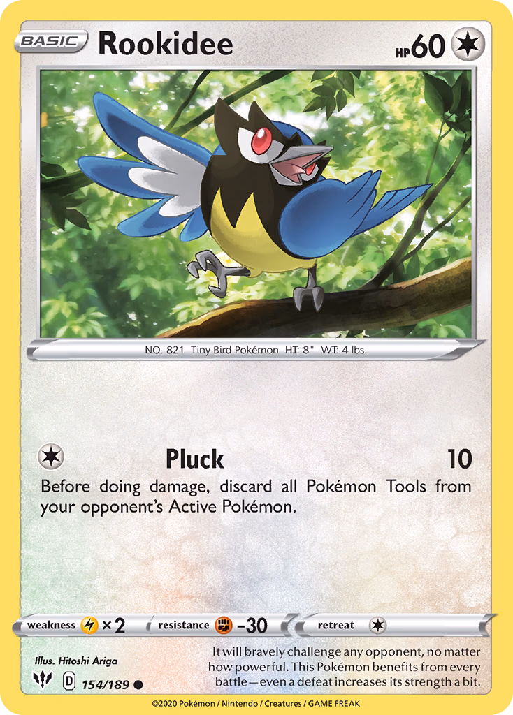 Rookidee Pokemon card (154/189, Darkness Ablaze)