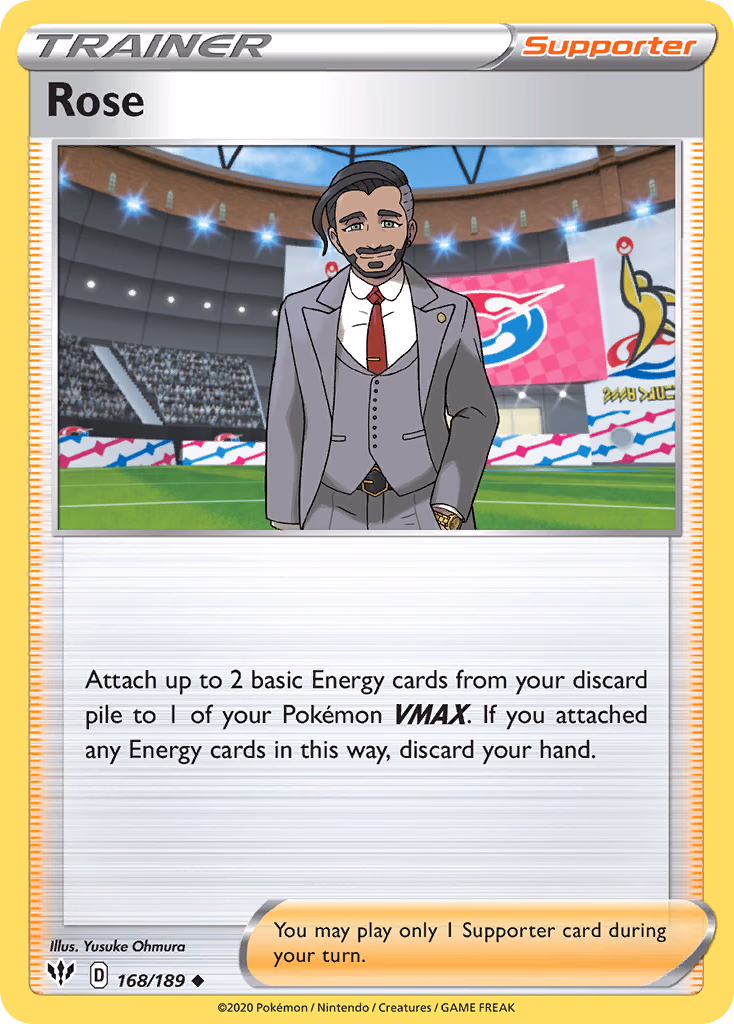 Rose Pokemon card (168/189, Darkness Ablaze)