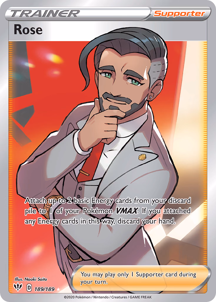 Rose Pokemon card (189/189, Darkness Ablaze)