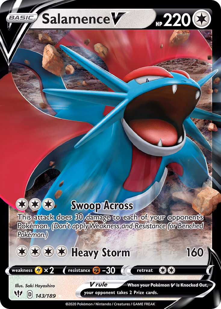 Salamence V Pokemon card (143/189, Darkness Ablaze)