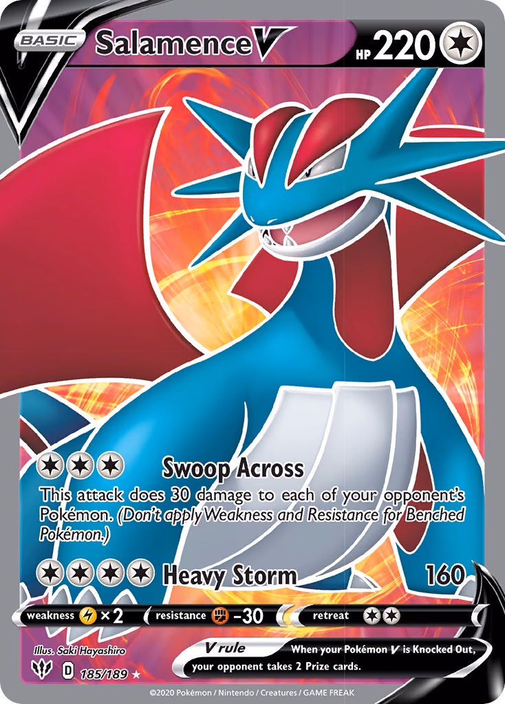 Salamence V Pokemon card (185/189, Darkness Ablaze)