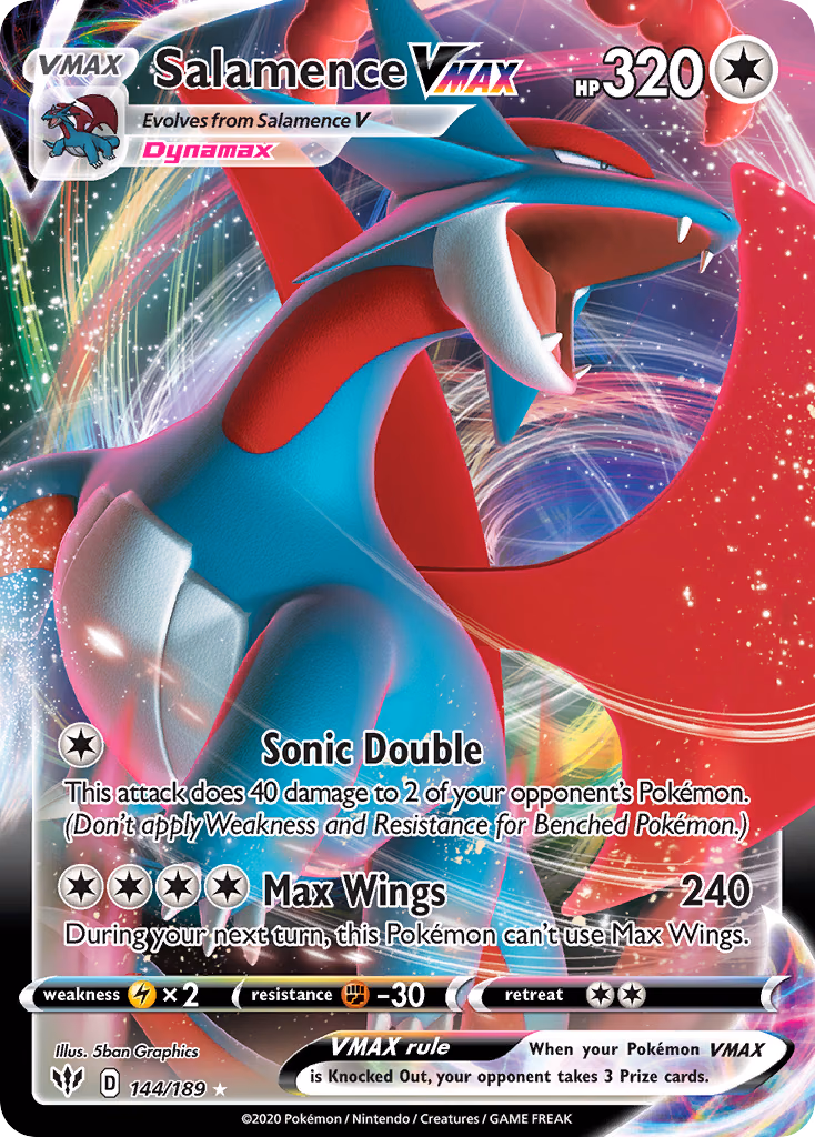 Salamence VMAX Pokemon card (144/189, Darkness Ablaze)