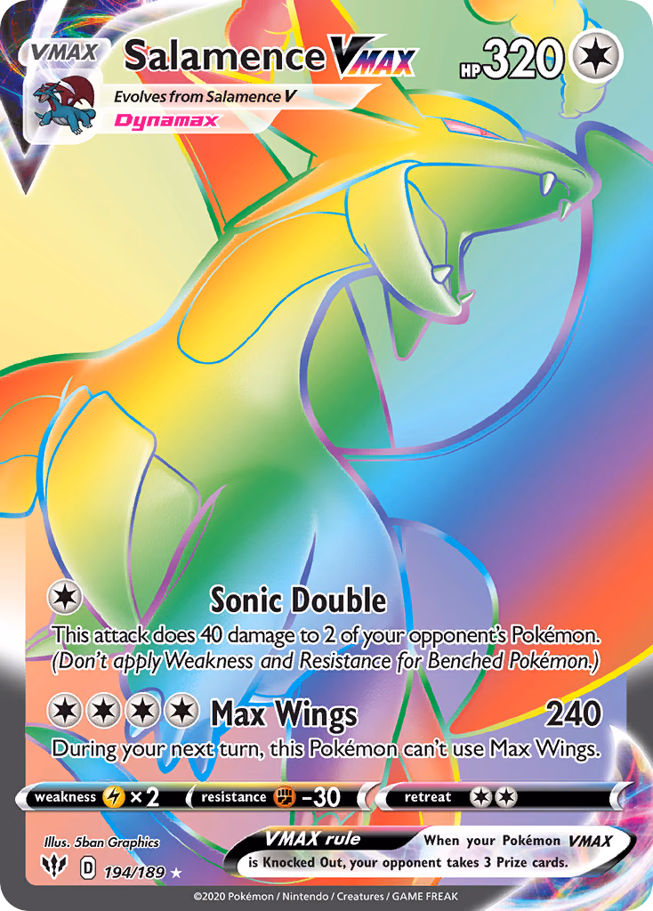 Salamence VMAX Pokemon card (194/189, Darkness Ablaze)