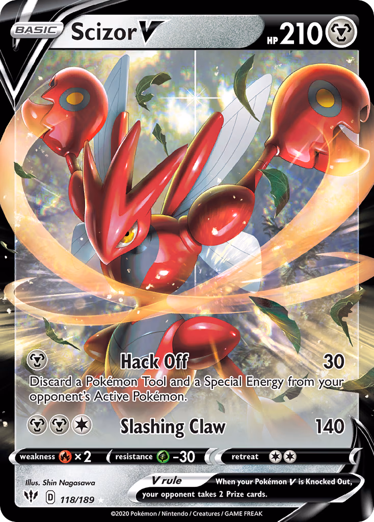 Scizor V Pokemon card (118/189, Darkness Ablaze)