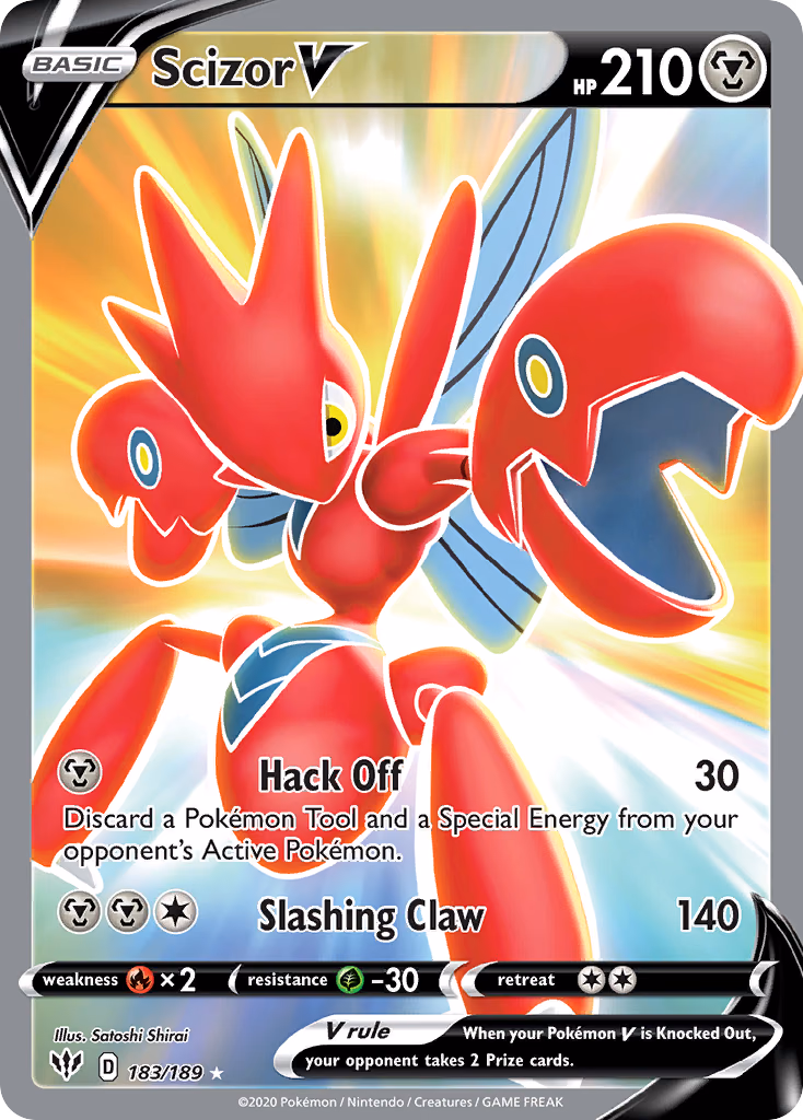 Scizor V Pokemon card (183/189, Darkness Ablaze)
