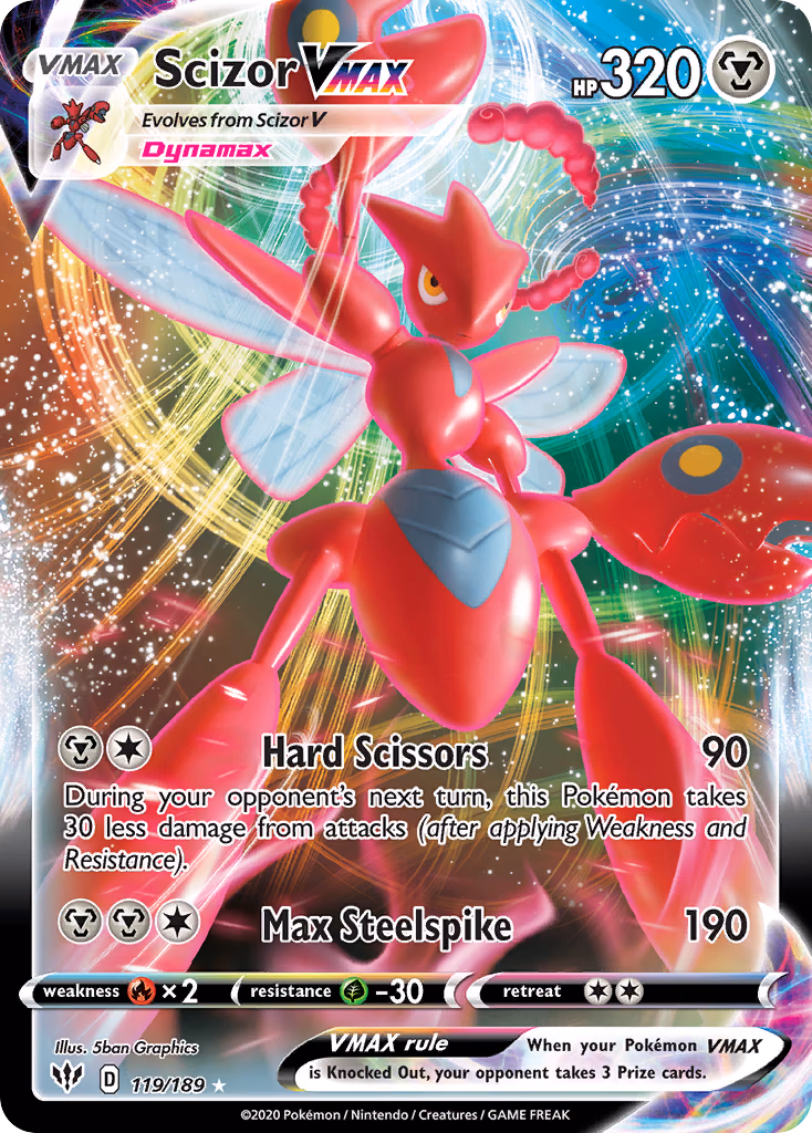 Scizor VMAX Pokemon card (119/189, Darkness Ablaze)