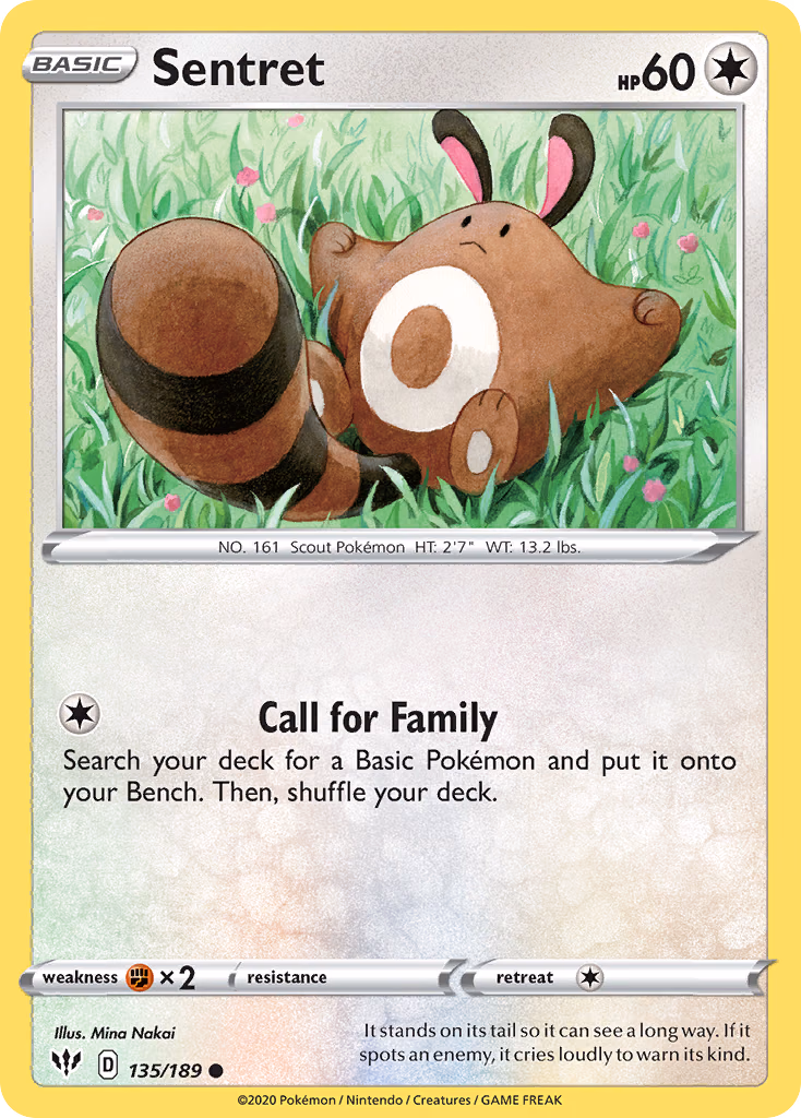 Sentret Pokemon card (135/189, Darkness Ablaze)