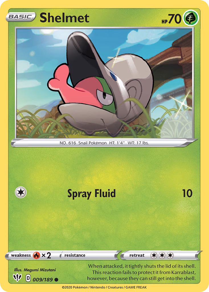 Shelmet Pokemon card (009/189, Darkness Ablaze)