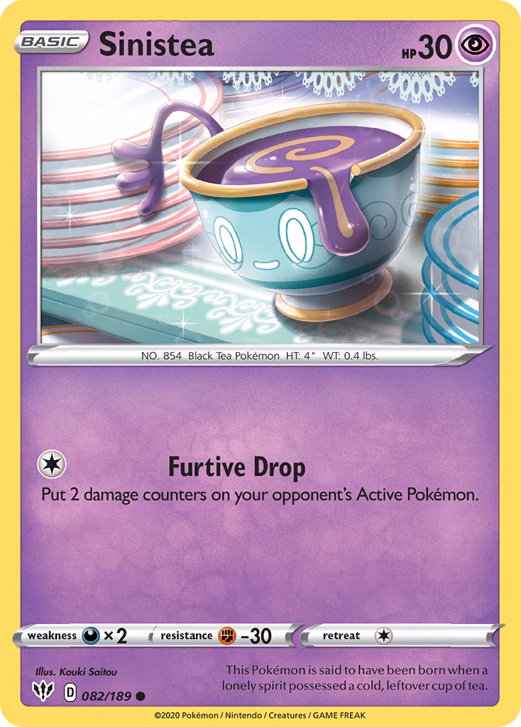 Sinistea Pokemon card (082/189, Darkness Ablaze)