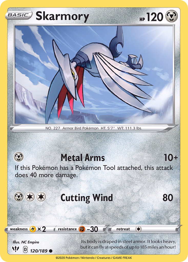 Skarmory Pokemon card (120/189, Darkness Ablaze)