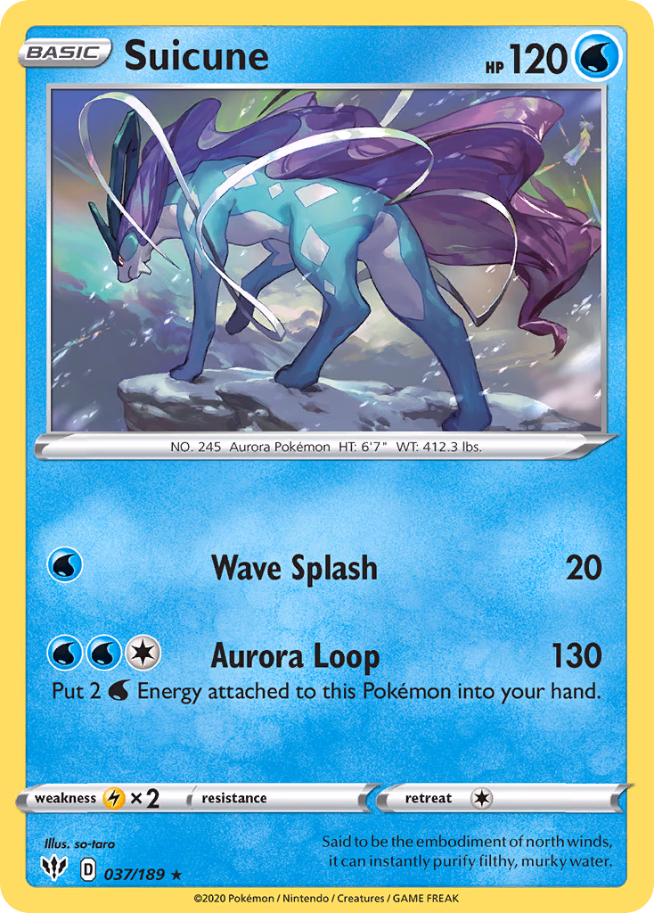 Suicune Pokemon card (037/189, Darkness Ablaze)