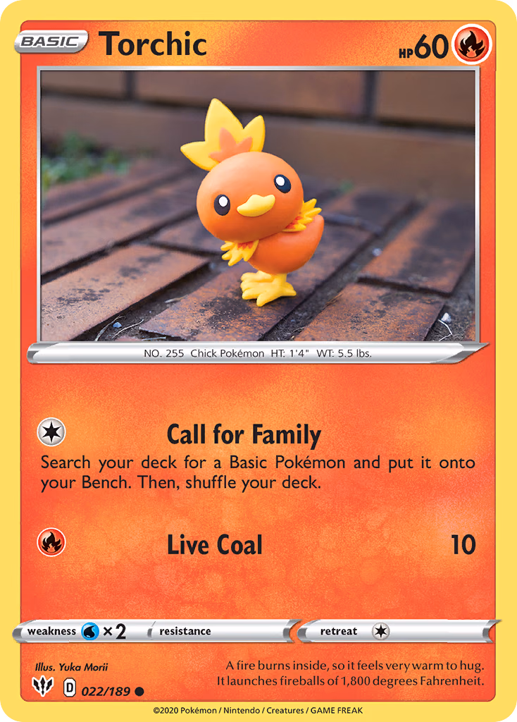 Torchic Pokemon card (022/189, Darkness Ablaze)