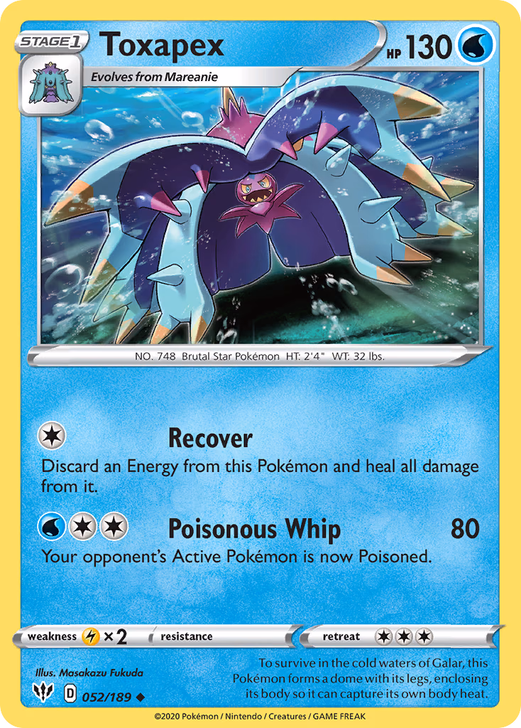 Toxapex Pokemon card (052/189, Darkness Ablaze)
