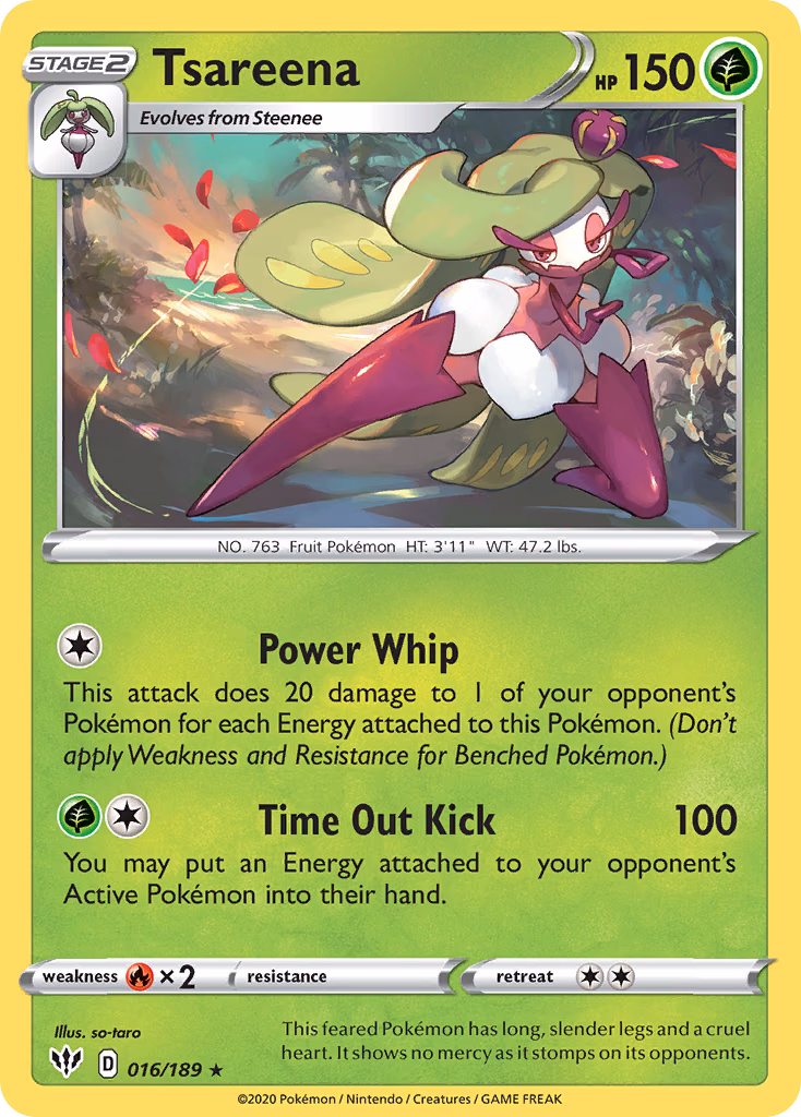 Tsareena Pokemon card (016/189, Darkness Ablaze)