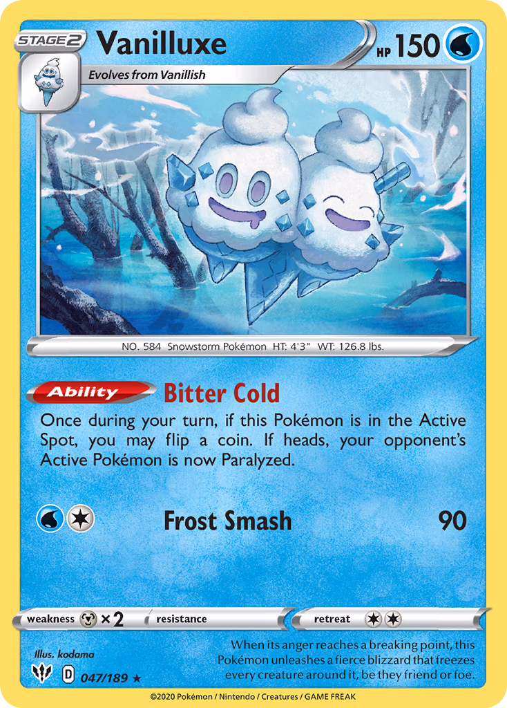 Vanilluxe Pokemon card (047/189, Darkness Ablaze)