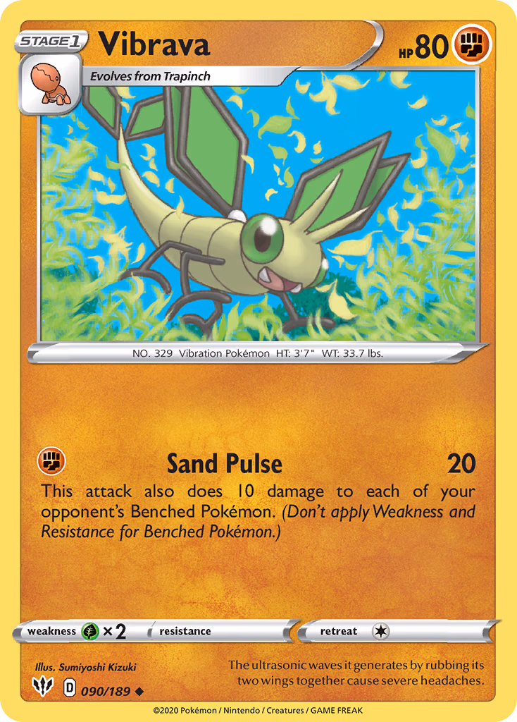 Vibrava Pokemon card (090/189, Darkness Ablaze)