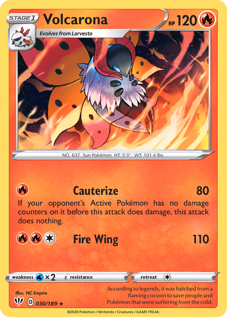 Volcarona Pokemon card (030/189, Darkness Ablaze)