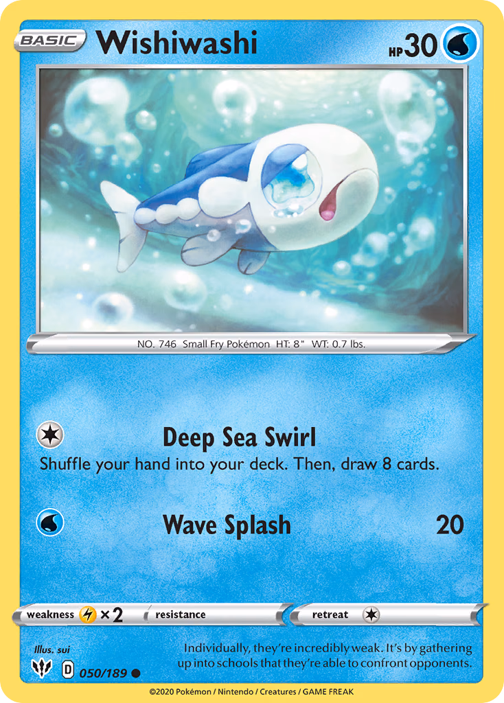 Wishiwashi Pokemon card (050/189, Darkness Ablaze)