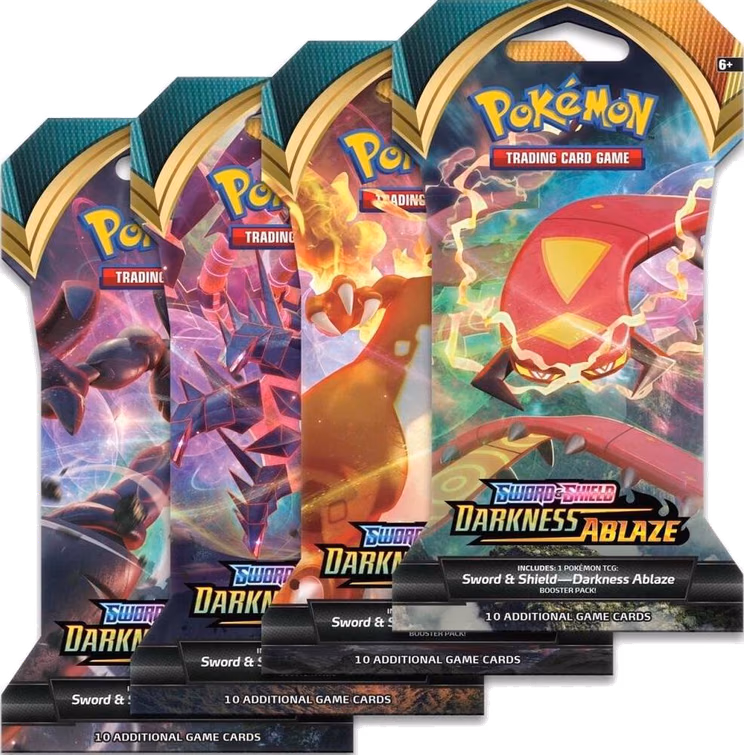Pokemon Darkness Ablaze Sleeved Booster Pack Art Bundle [Set of 4]