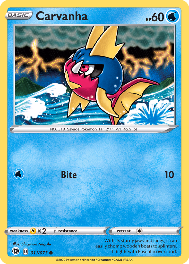 Carvanha Pokemon card (011/073, Champion's Path)