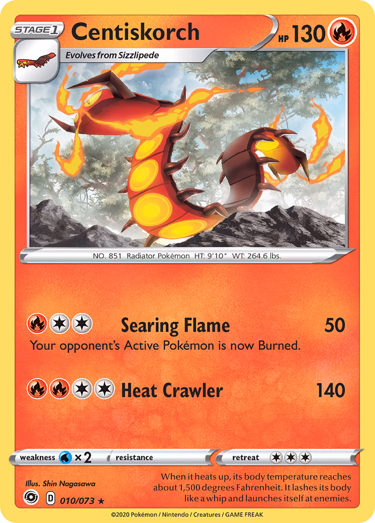 Centiskorch Pokemon card (010/073, Champion's Path)