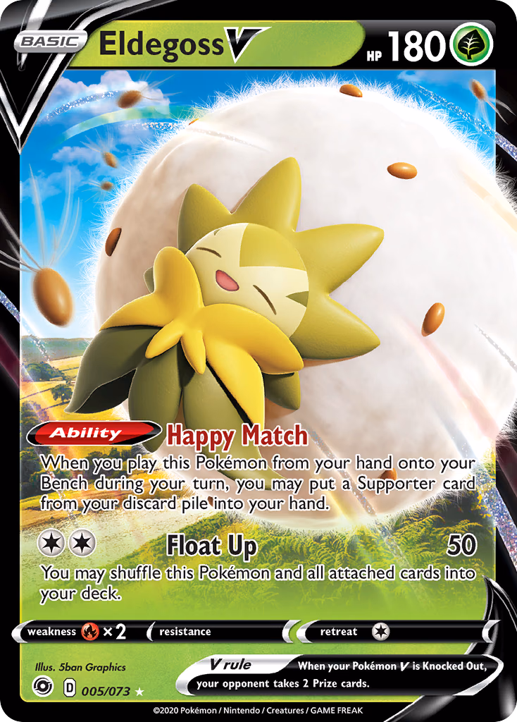 Eldegoss V Pokemon card (005/073, Champion's Path)