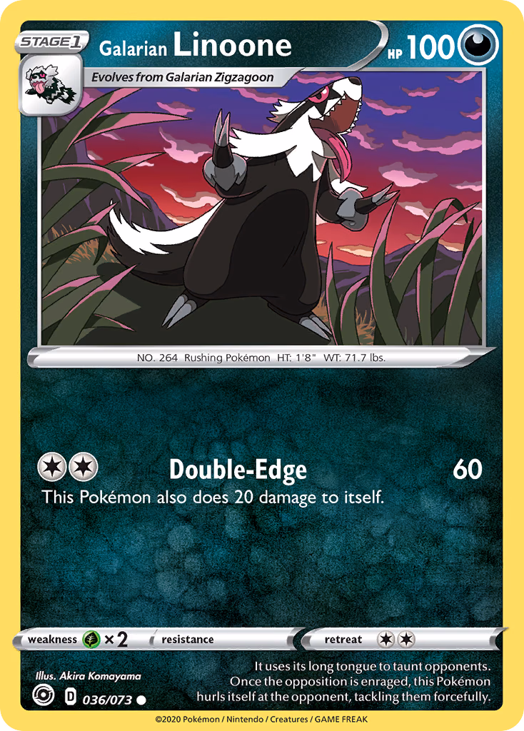 Galarian Linoone Pokemon card (036/073, Champion's Path)