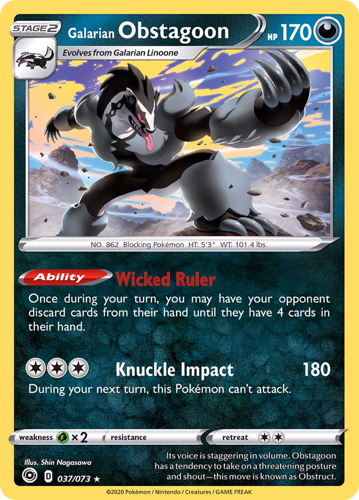 Galarian Obstagoon Pokemon card (037/073, Champion's Path)