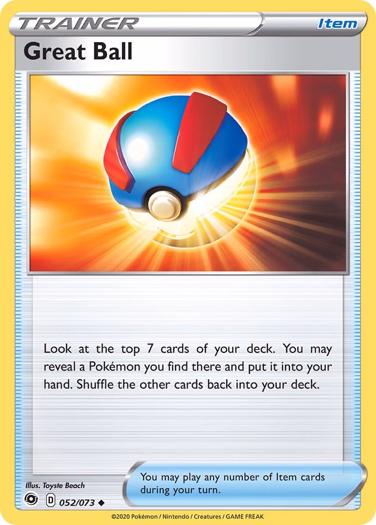 Great Ball Pokemon card (052/073, Champion's Path)