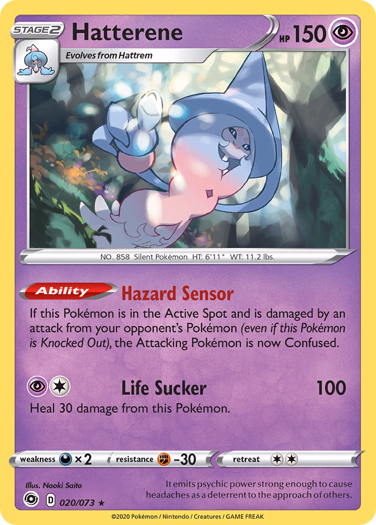 Hatterene Pokemon card (020/073, Champion's Path)