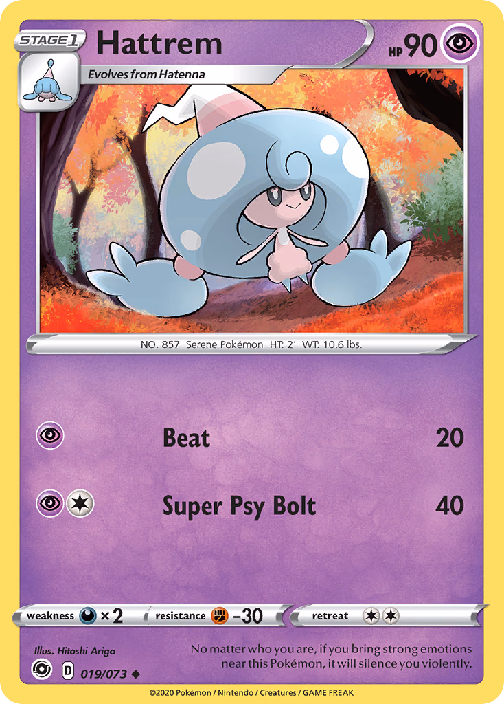 Hattrem Pokemon card (019/073, Champion's Path)