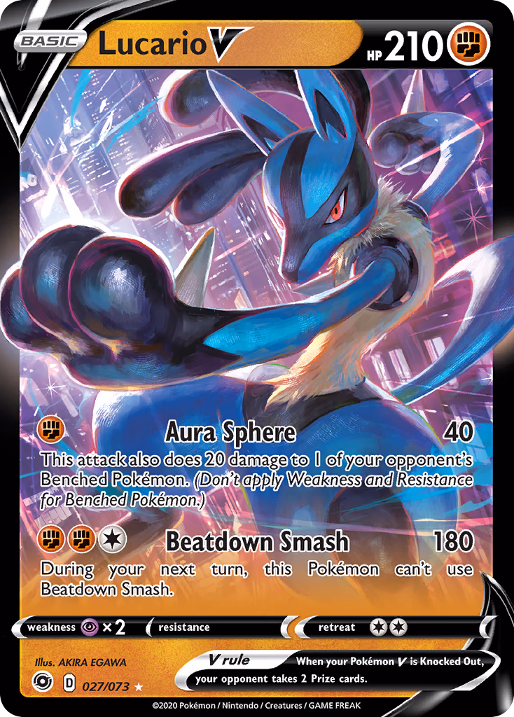 Lucario V Pokemon card (027/073, Champion's Path)