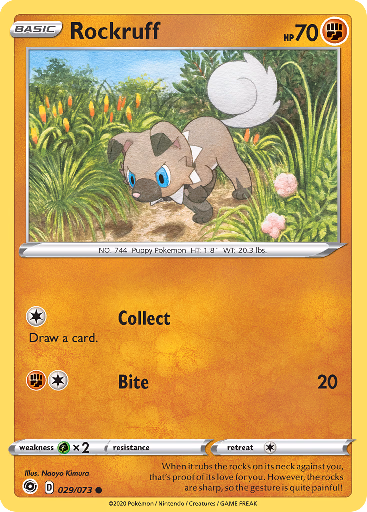 Rockruff Pokemon card (029/073, Champion's Path)