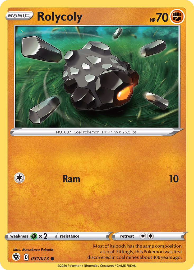 Rolycoly Pokemon card (031/073, Champion's Path)