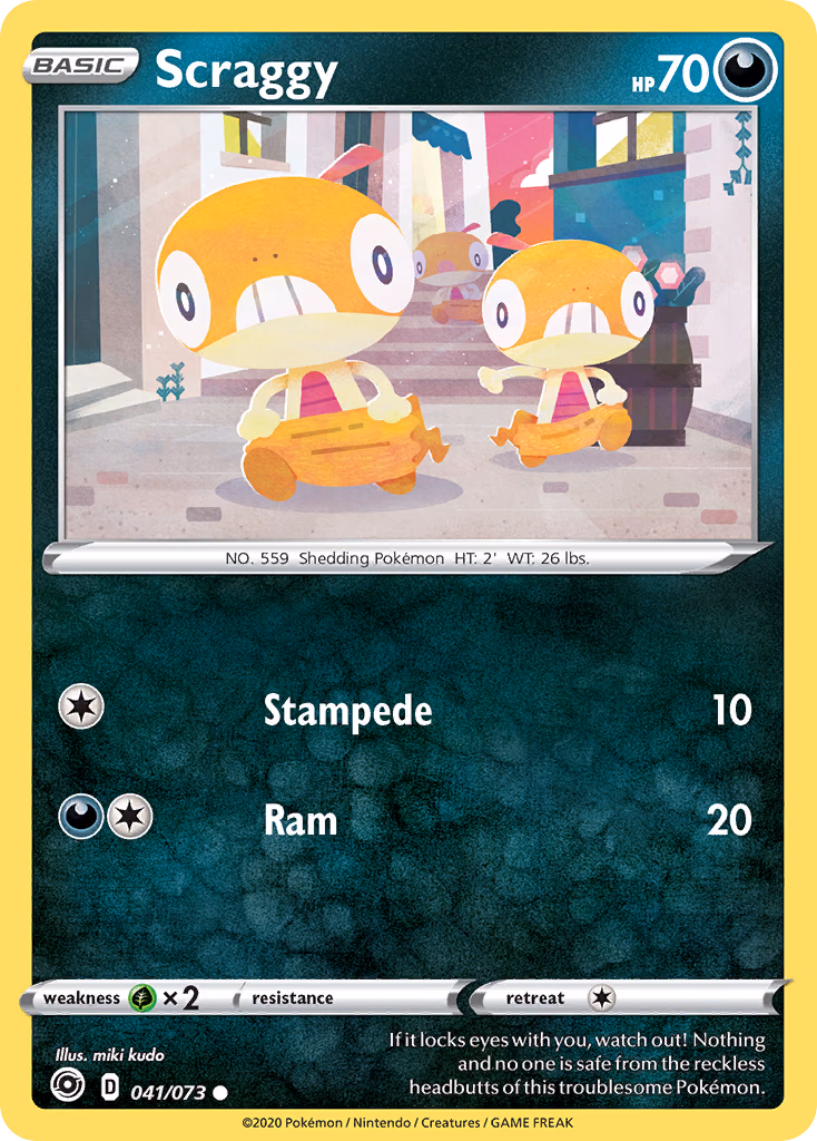Scraggy Pokemon card (041/073, Champion's Path)
