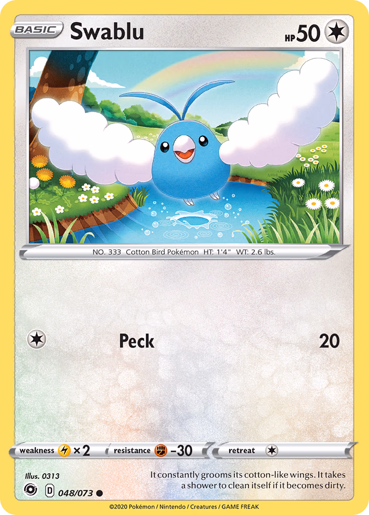 Swablu Pokemon card (048/073, Champion's Path)