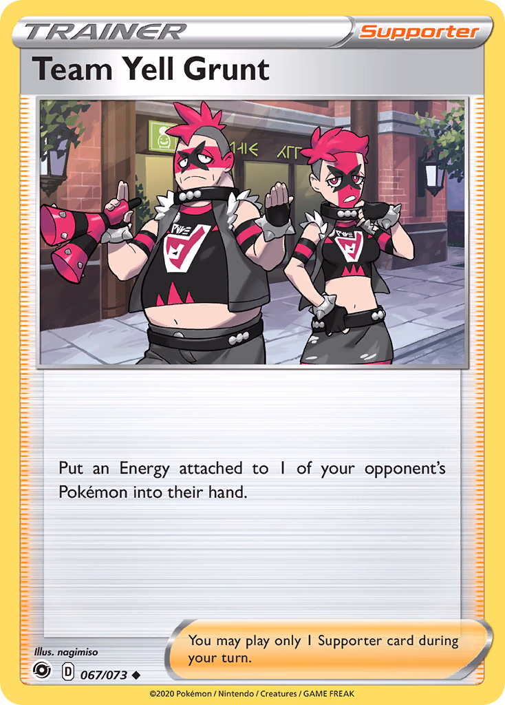 Team Yell Grunt Pokemon card (067/073, Champion's Path)