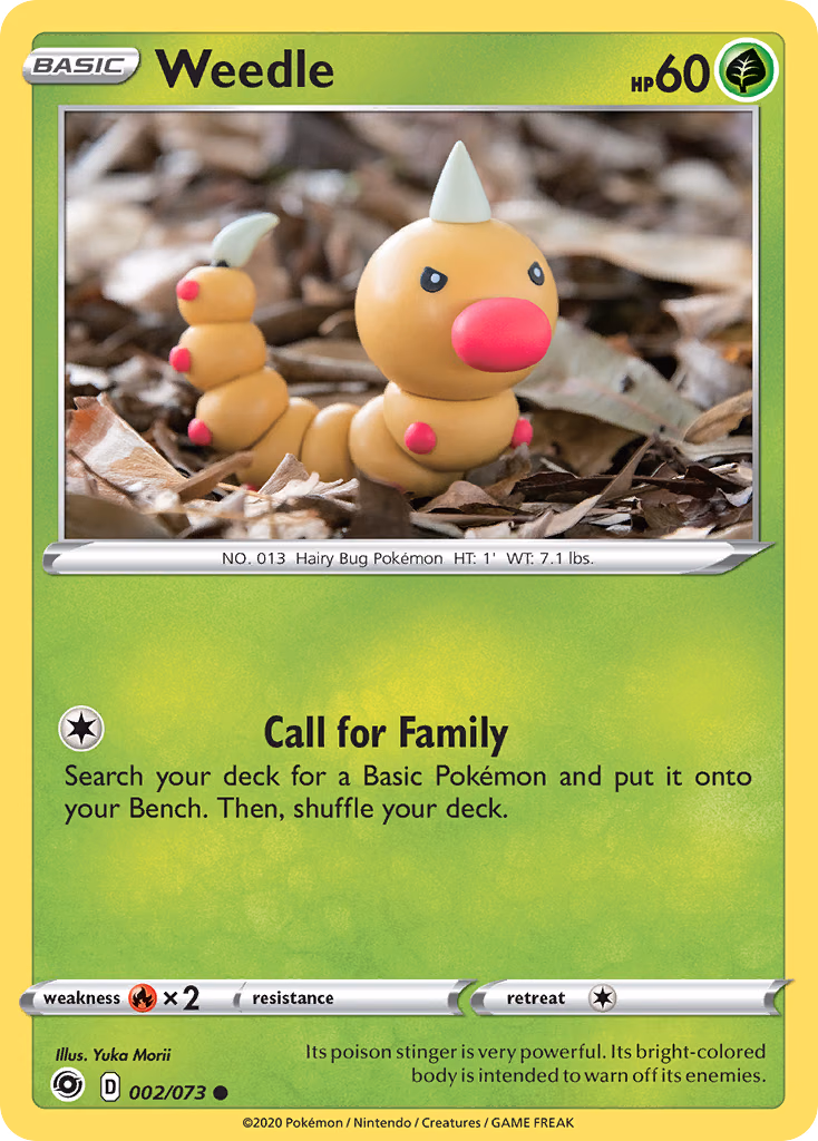 Weedle Pokemon card (002/073, Champion's Path)