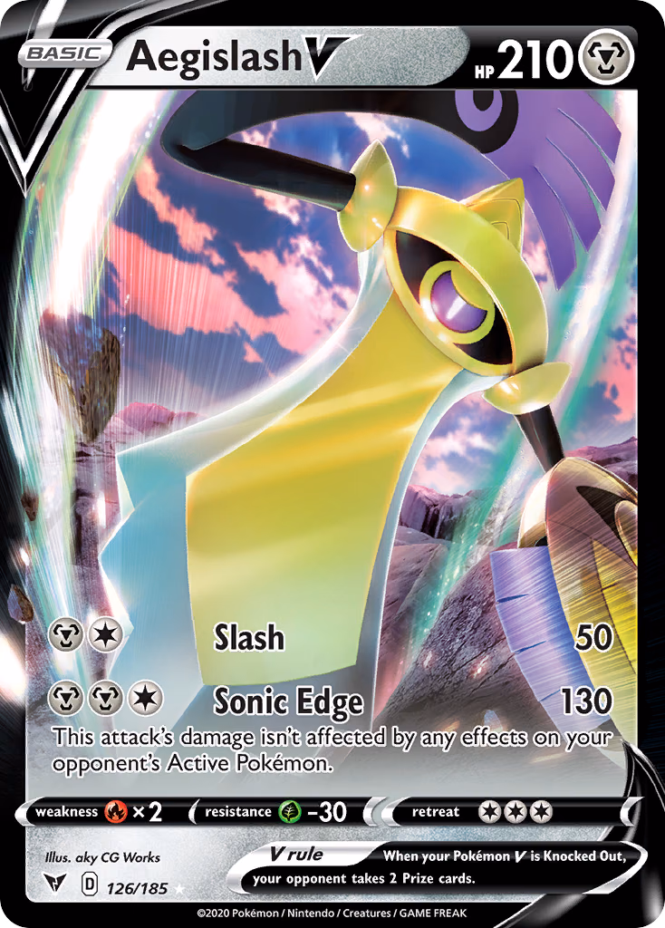 Aegislash V Pokemon card (126/185, Vivid Voltage)