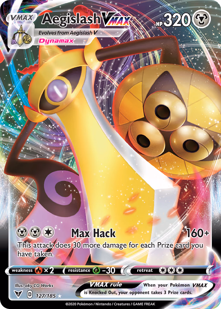 Aegislash VMAX Pokemon card (127/185, Vivid Voltage)