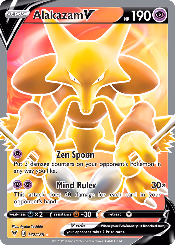 Alakazam V Pokemon card (172/185, Vivid Voltage)