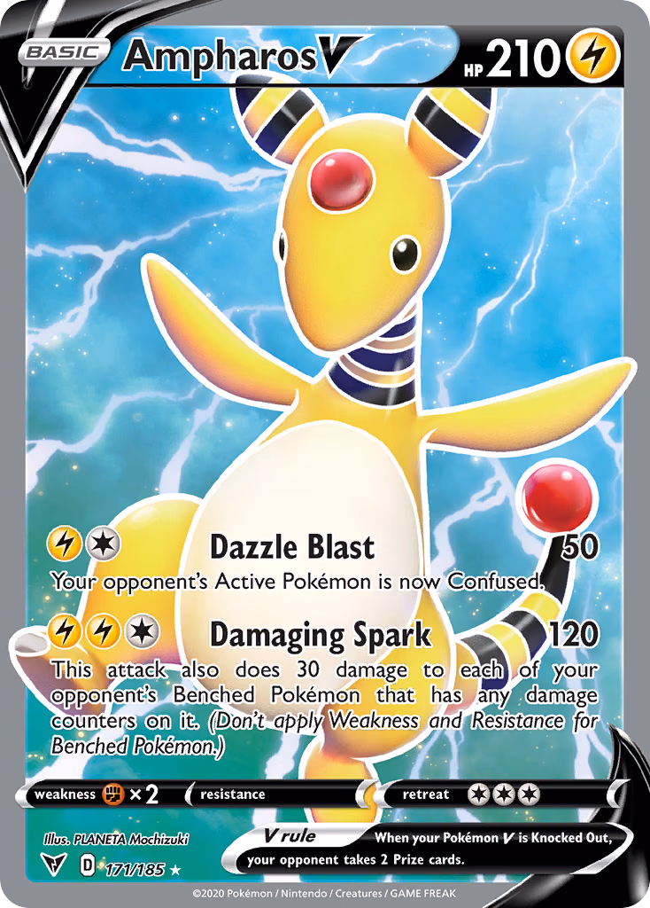 Ampharos V Pokemon card (171/185, Vivid Voltage)