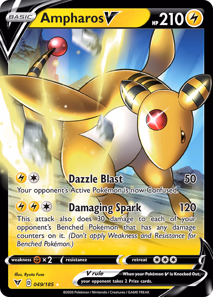 Ampharos V Pokemon card (049/185, Vivid Voltage)