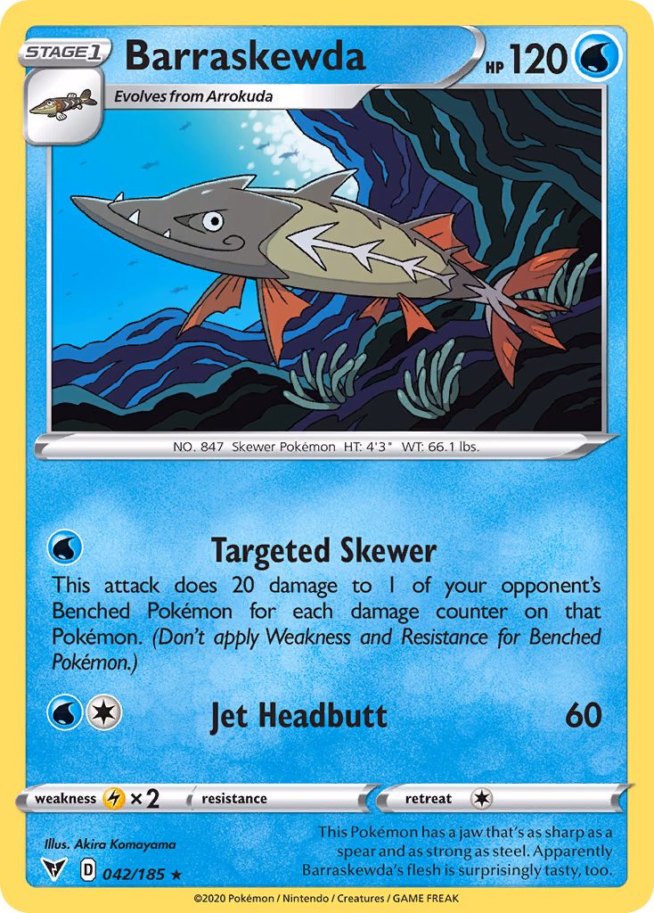 Barraskewda Pokemon card (042/185, Vivid Voltage)