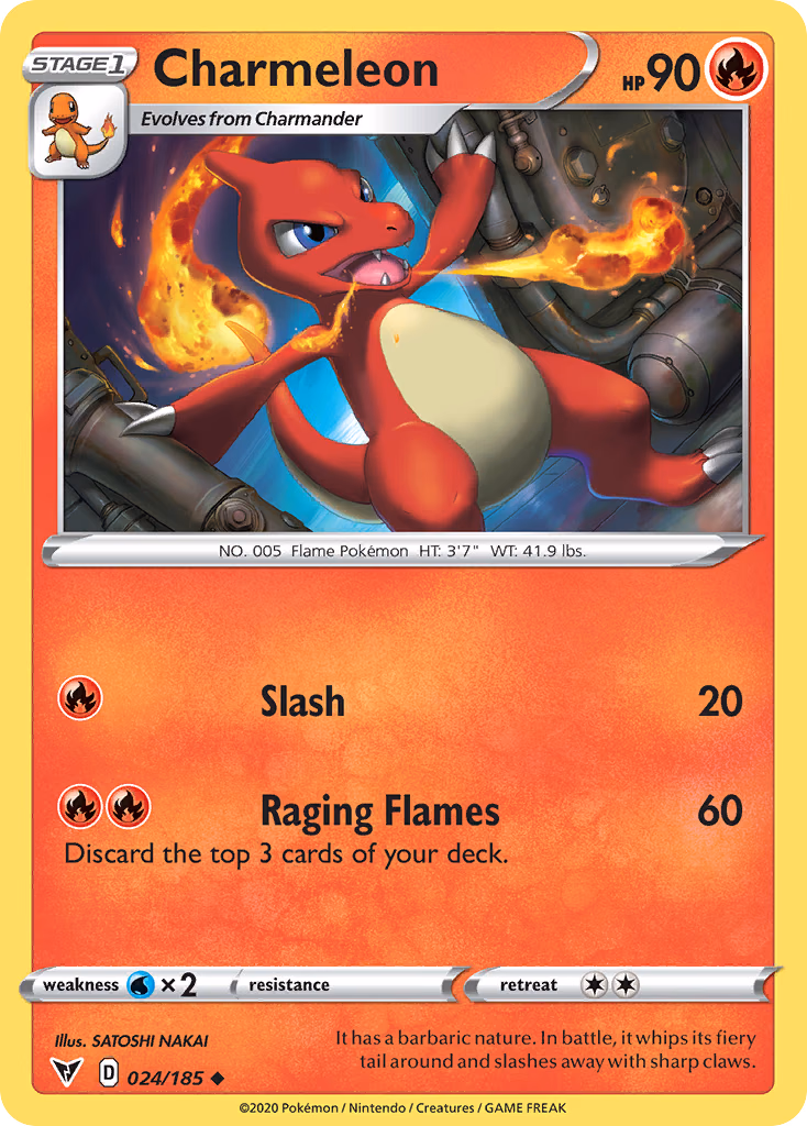 Charmeleon Pokemon card (024/185, Vivid Voltage)