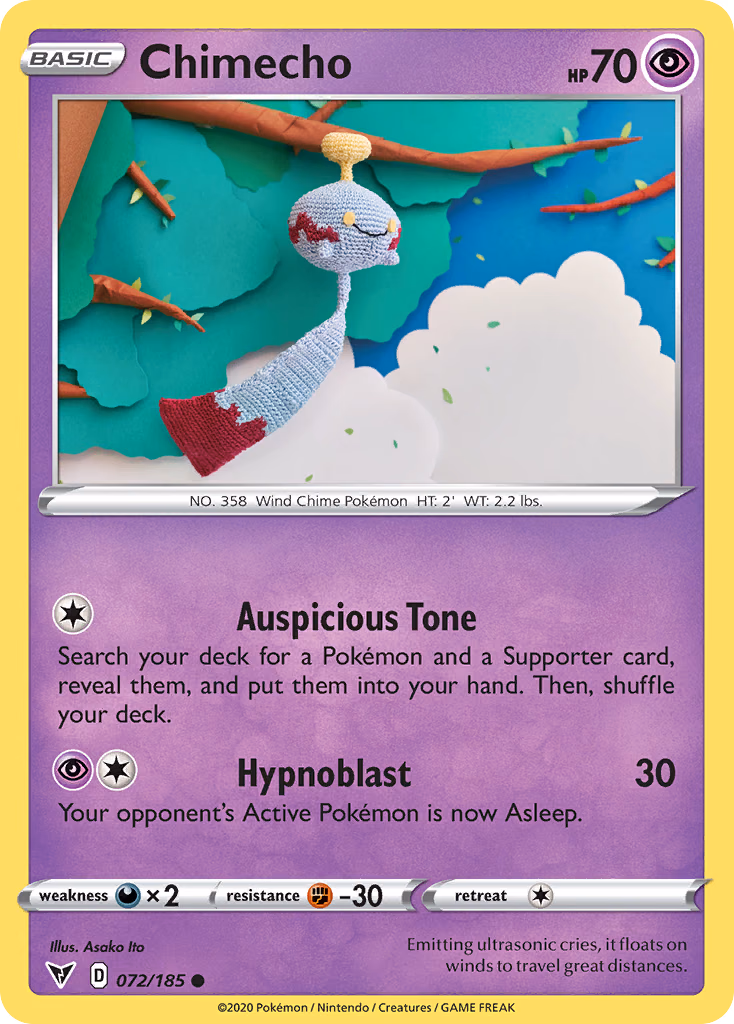 Chimecho Pokemon card (072/185, Vivid Voltage)