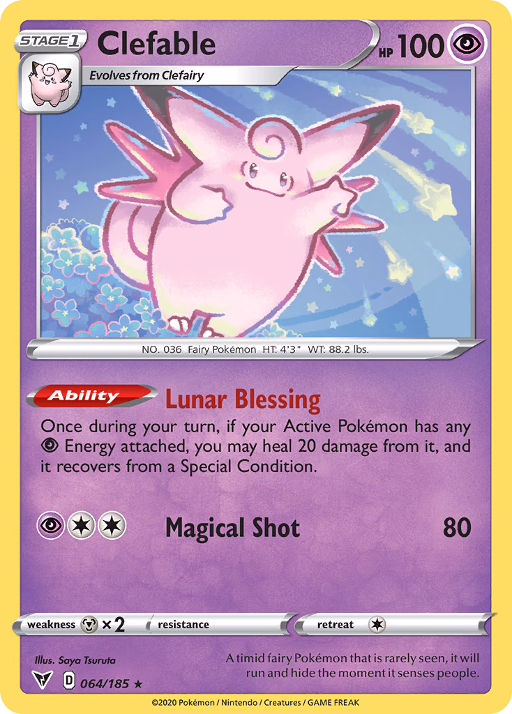 Clefable Pokemon card (064/185, Vivid Voltage)