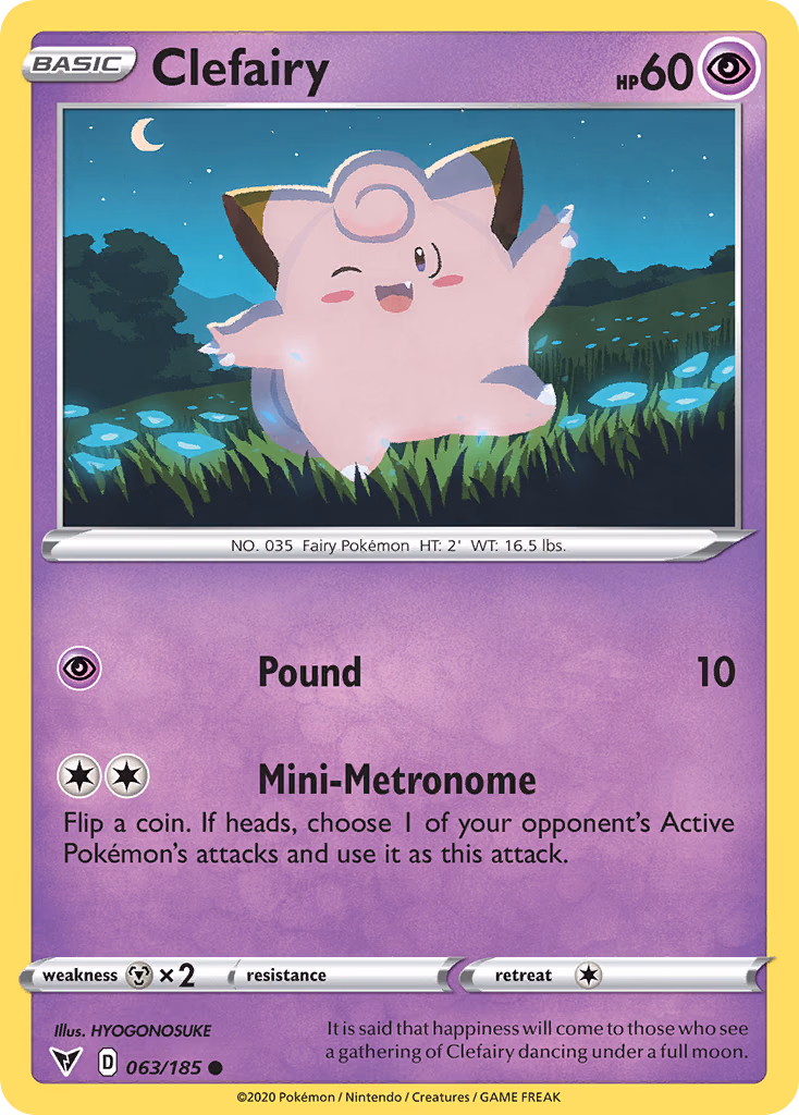 Clefairy Pokemon card (063/185, Vivid Voltage)