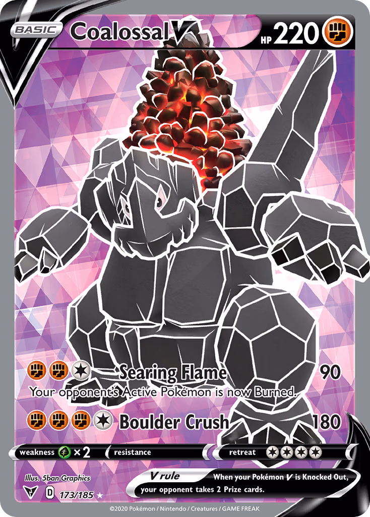 Coalossal V Pokemon card (173/185, Vivid Voltage)