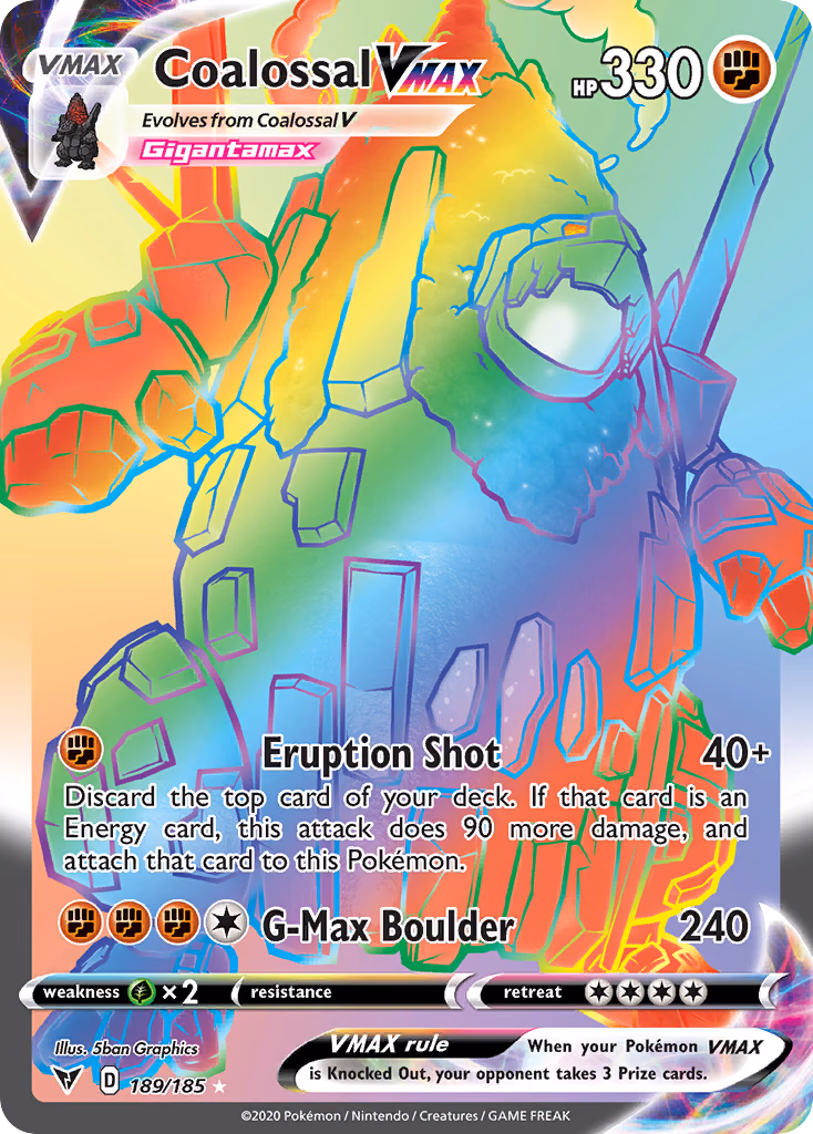 Coalossal VMAX Pokemon card (189/185, Vivid Voltage)